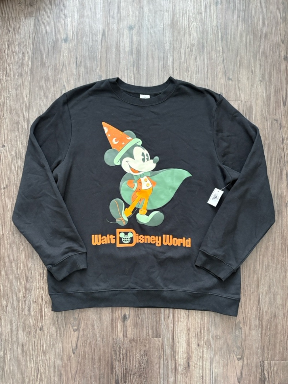 NWT DISNEY MICKEY MOUSE HALLOWEEN BLACK WIZARD CREWNECK SWEATSHIRT ADULT XL